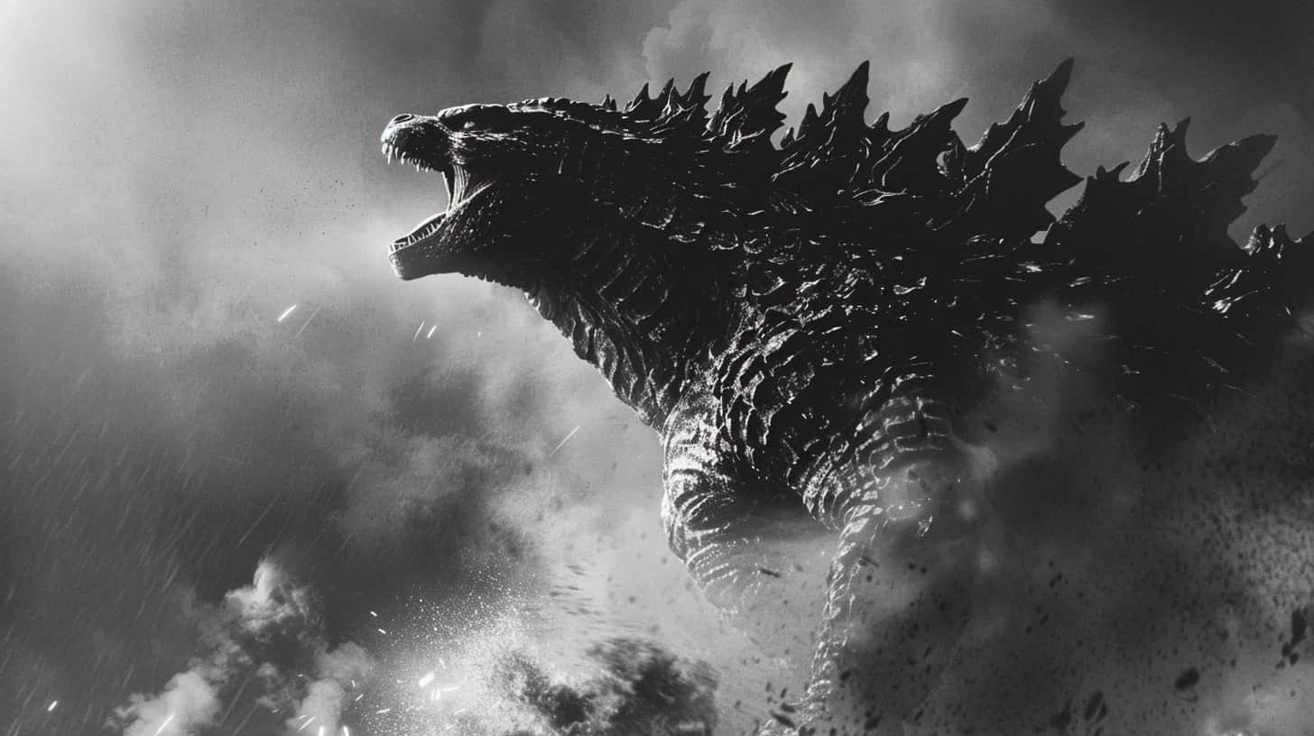 Godzilla, stormy sky, rain, HD Desktop Wallpaper