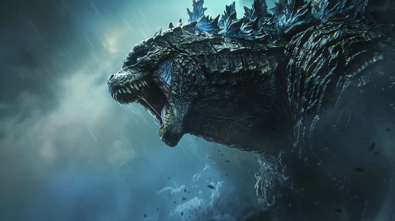 Godzilla, stormy sky, rain, HD Desktop Wallpaper