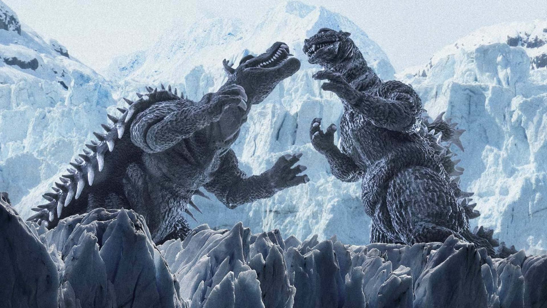 Godzilla, Anguirus, icy mountains, Full HD Desktop Wallpaper
