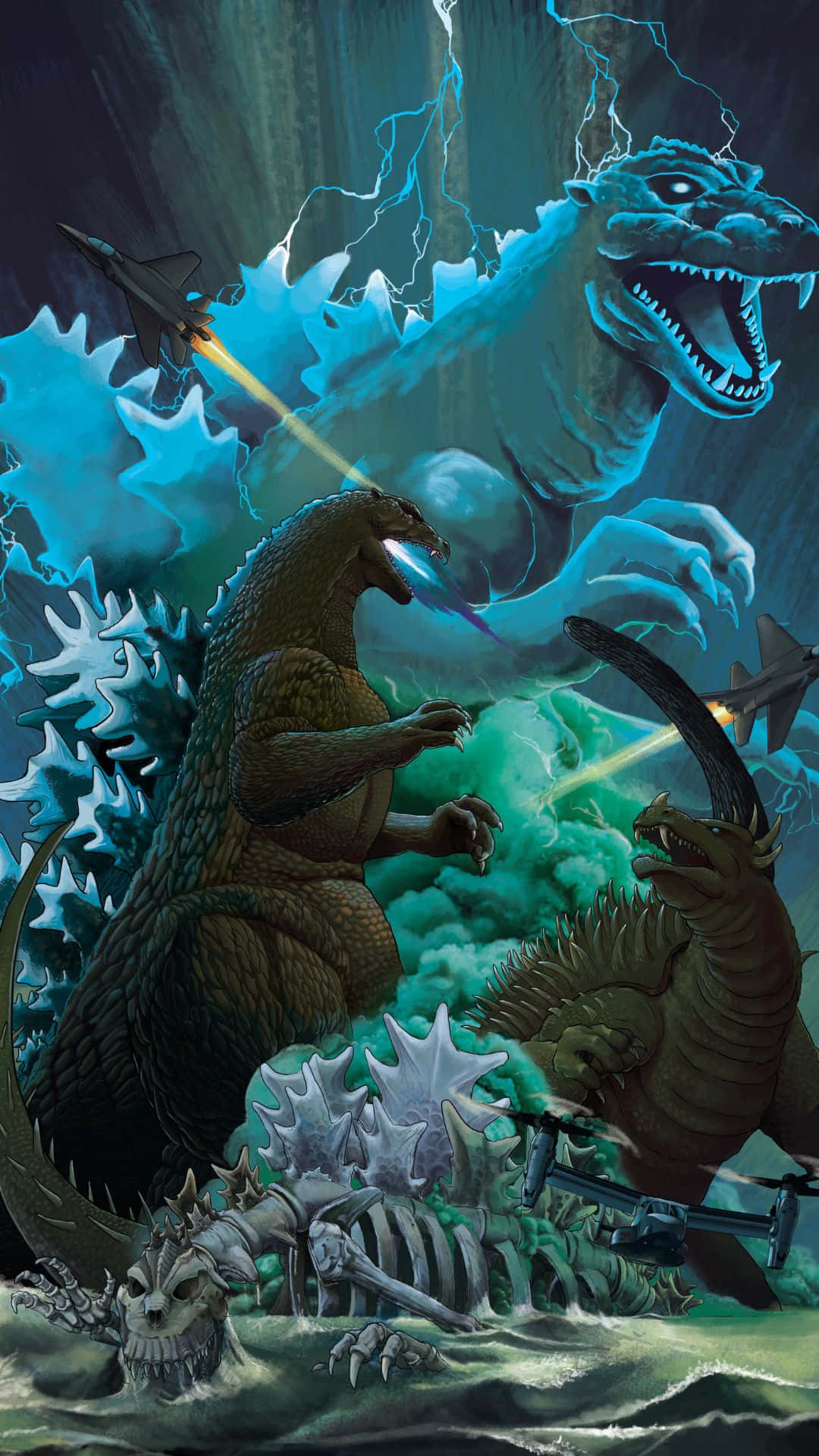 Godzilla, Anguirus, battle, Full HD Phone Wallpaper