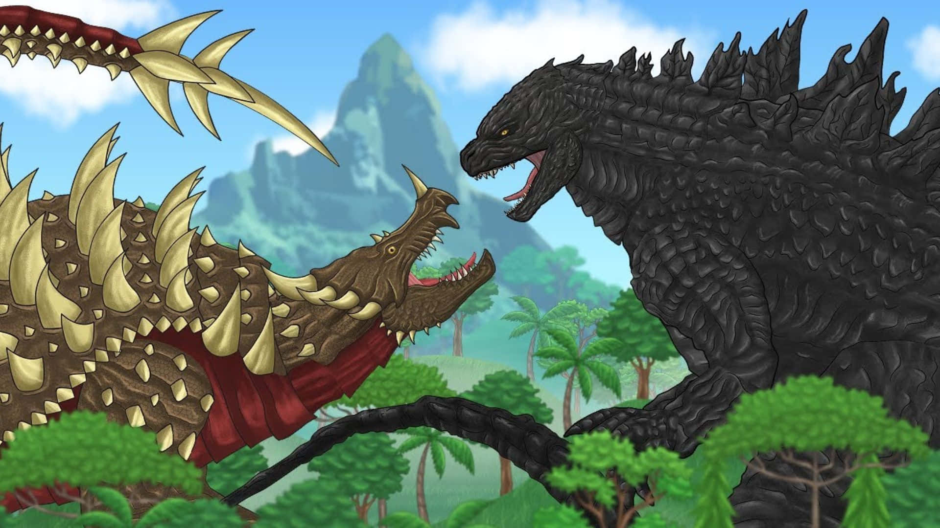 Godzilla, Anguirus, jungle, Full HD Desktop Wallpaper