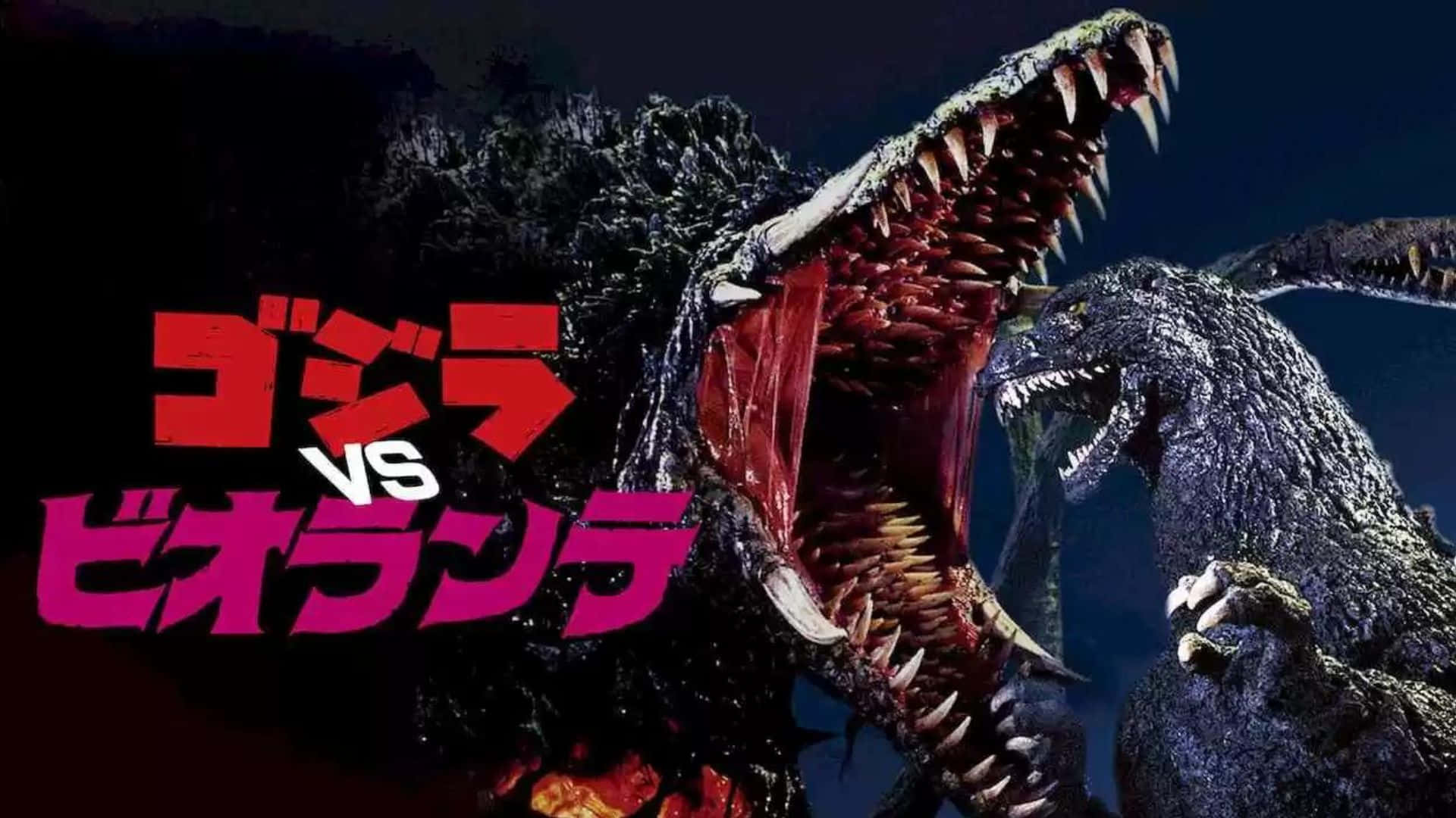 Godzilla Vs Biollante, nighttime, fiery explosions, Full HD Desktop Wallpaper