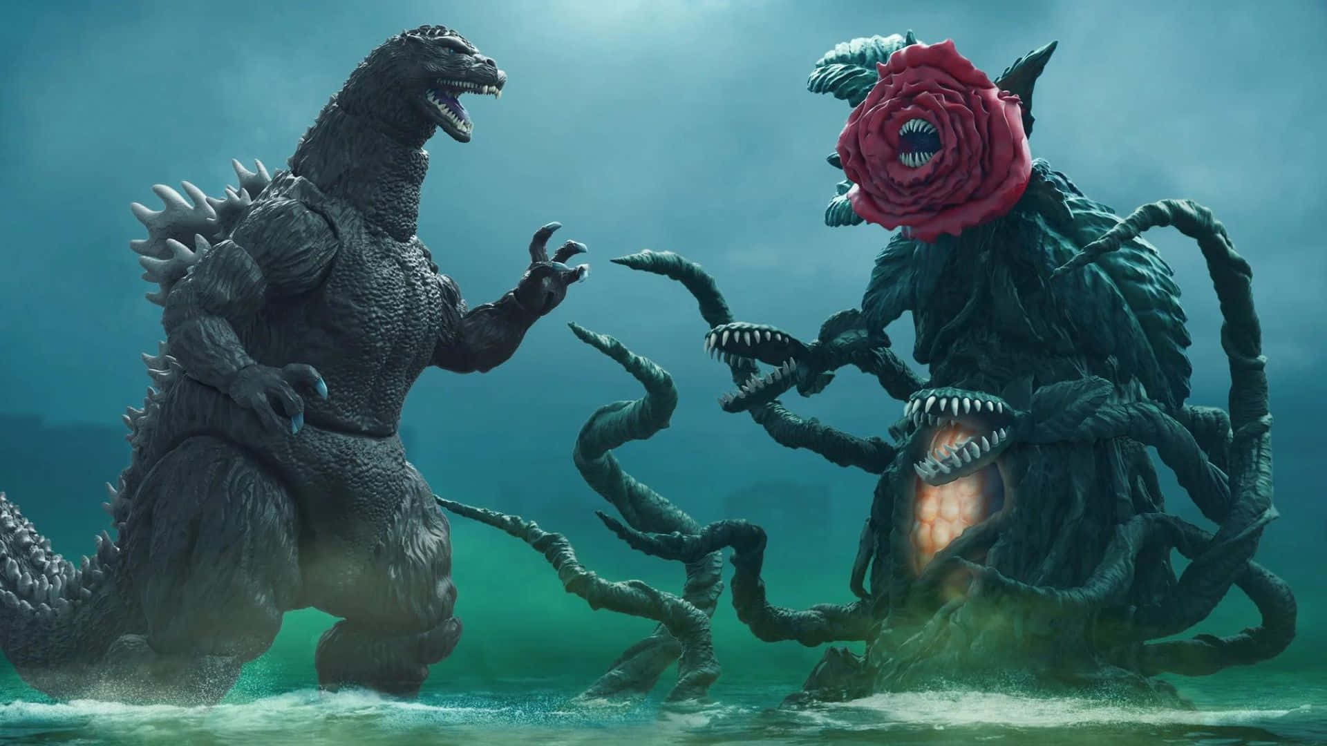 Godzilla, Biollante, monstrous rose-headed creature, Full HD Desktop Wallpaper