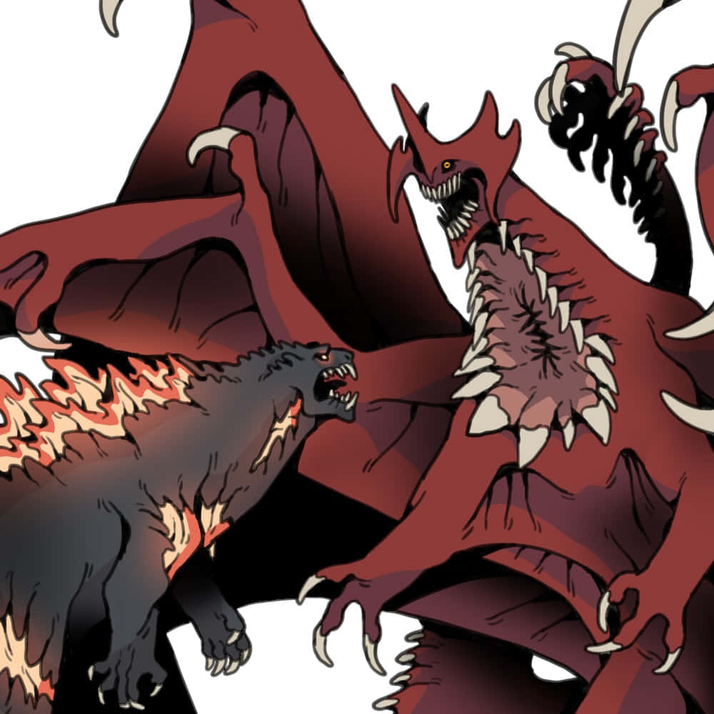 Godzilla, Destoroyah, fiery, SD Desktop Wallpaper