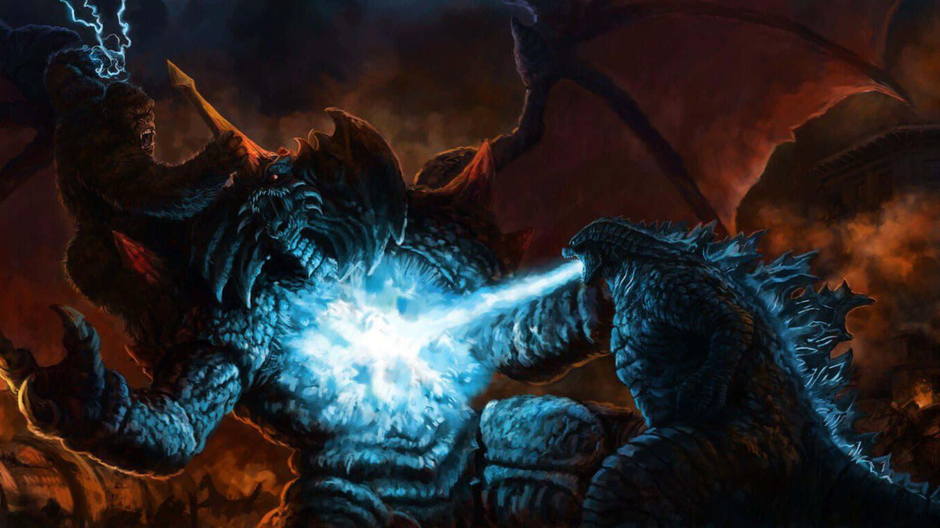 Godzilla, Destoroyah, blue Godzilla, Full HD Desktop Wallpaper