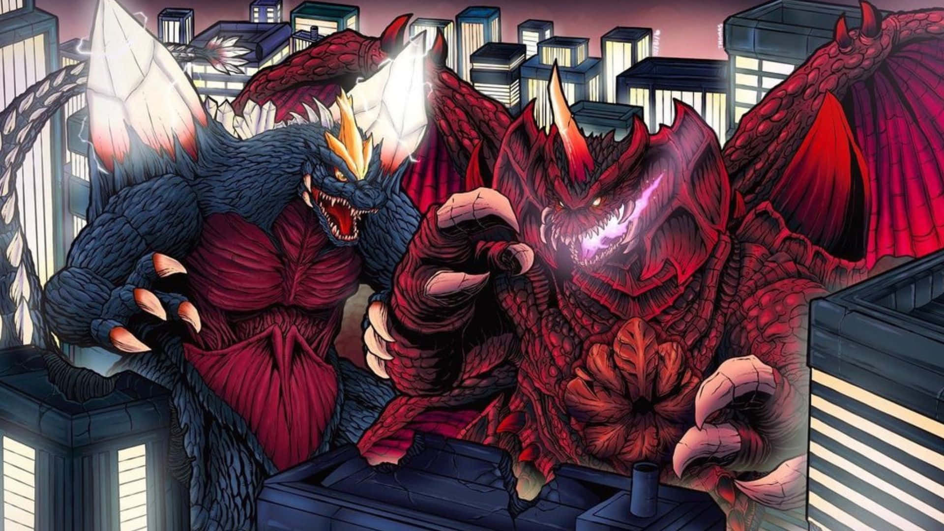 Godzilla, Destoroyah, cityscape, Full HD Desktop Wallpaper
