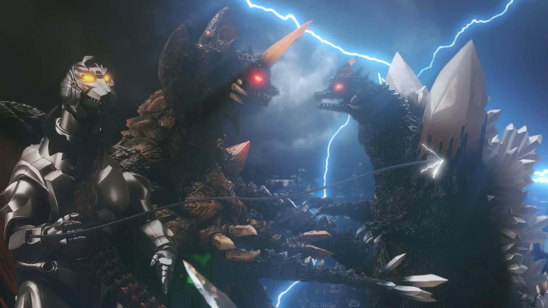 Godzilla, Destoroyah, stormy sky, Full HD Desktop Wallpaper