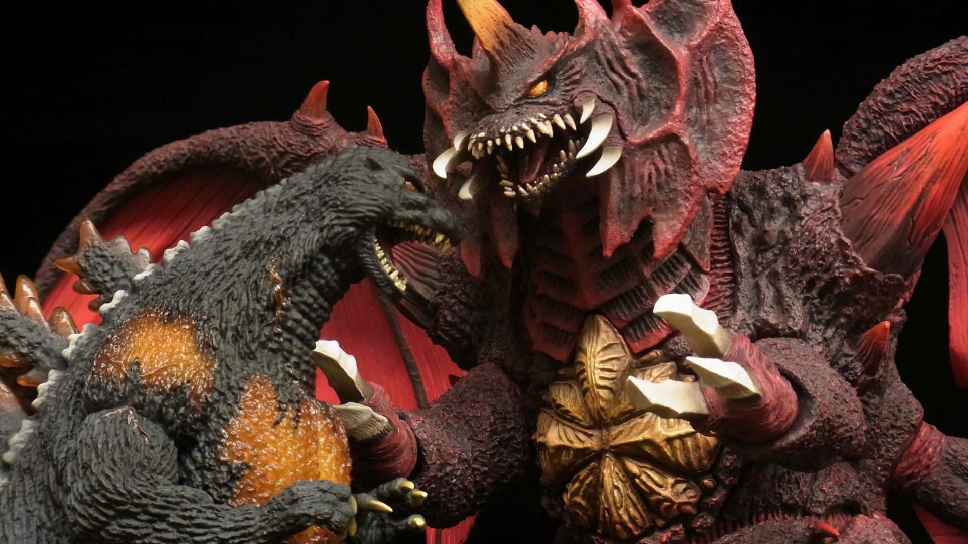 Godzilla, Destoroyah, kaiju statues, Full HD Desktop Wallpaper