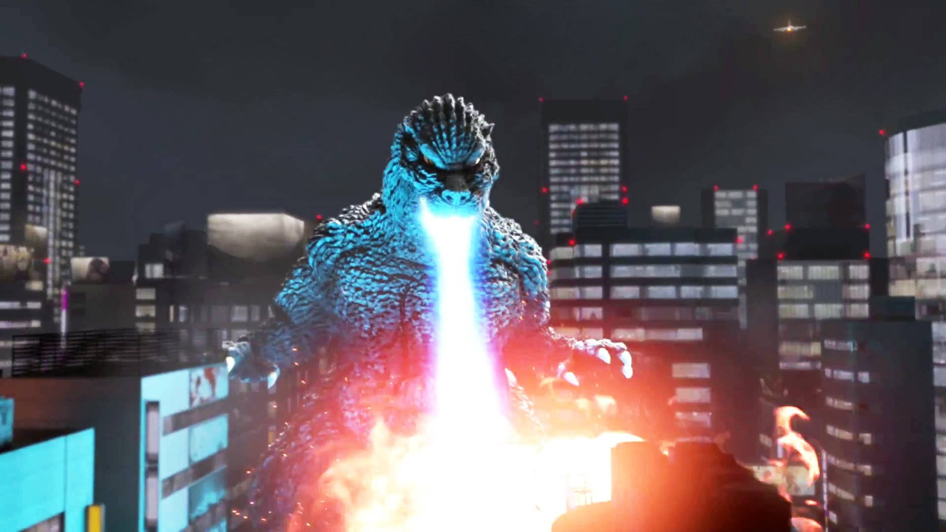 Godzilla, atomic breath, cityscape, Full HD Desktop Wallpaper