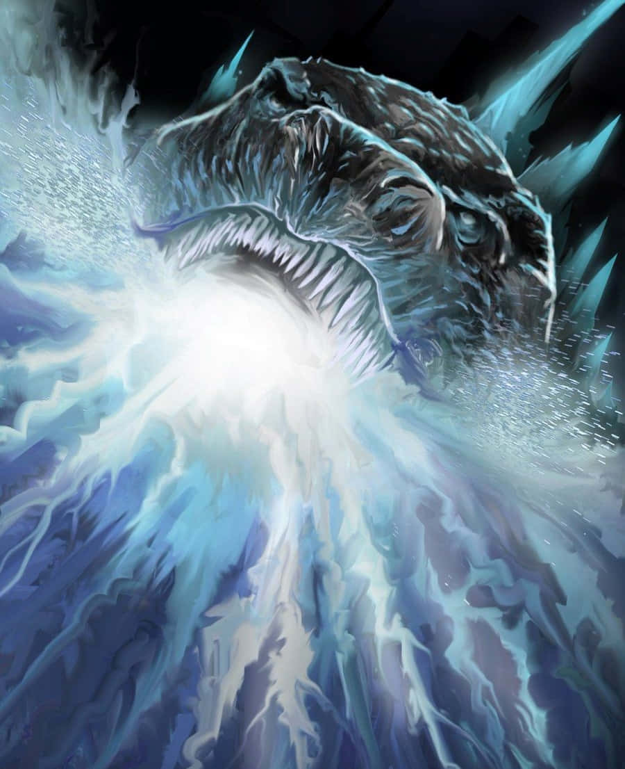 Godzilla, atomic breath, icy blue energy, SD Phone Wallpaper