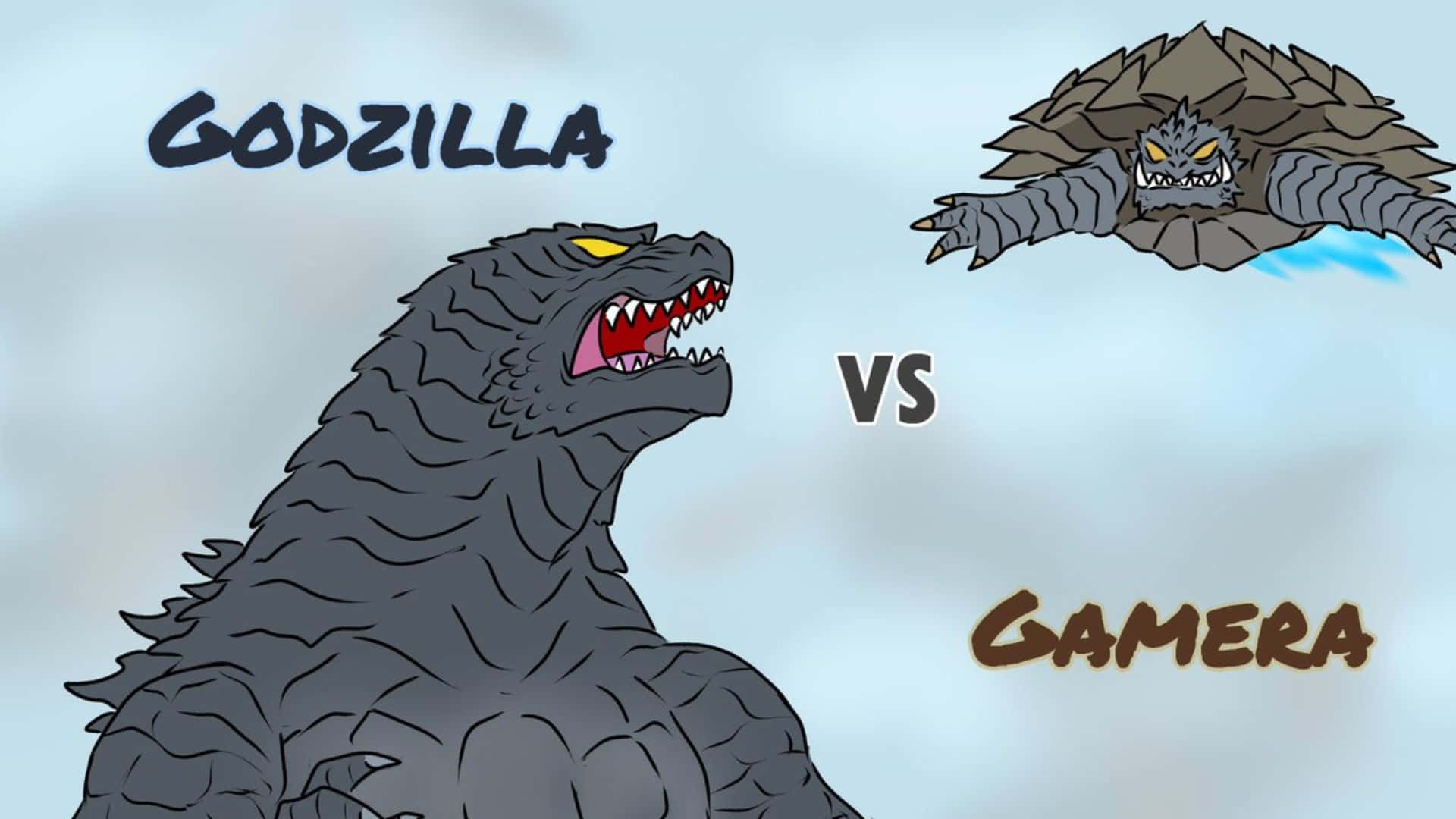 Godzilla, Gamera, cloudy sky, Full HD Desktop Wallpaper