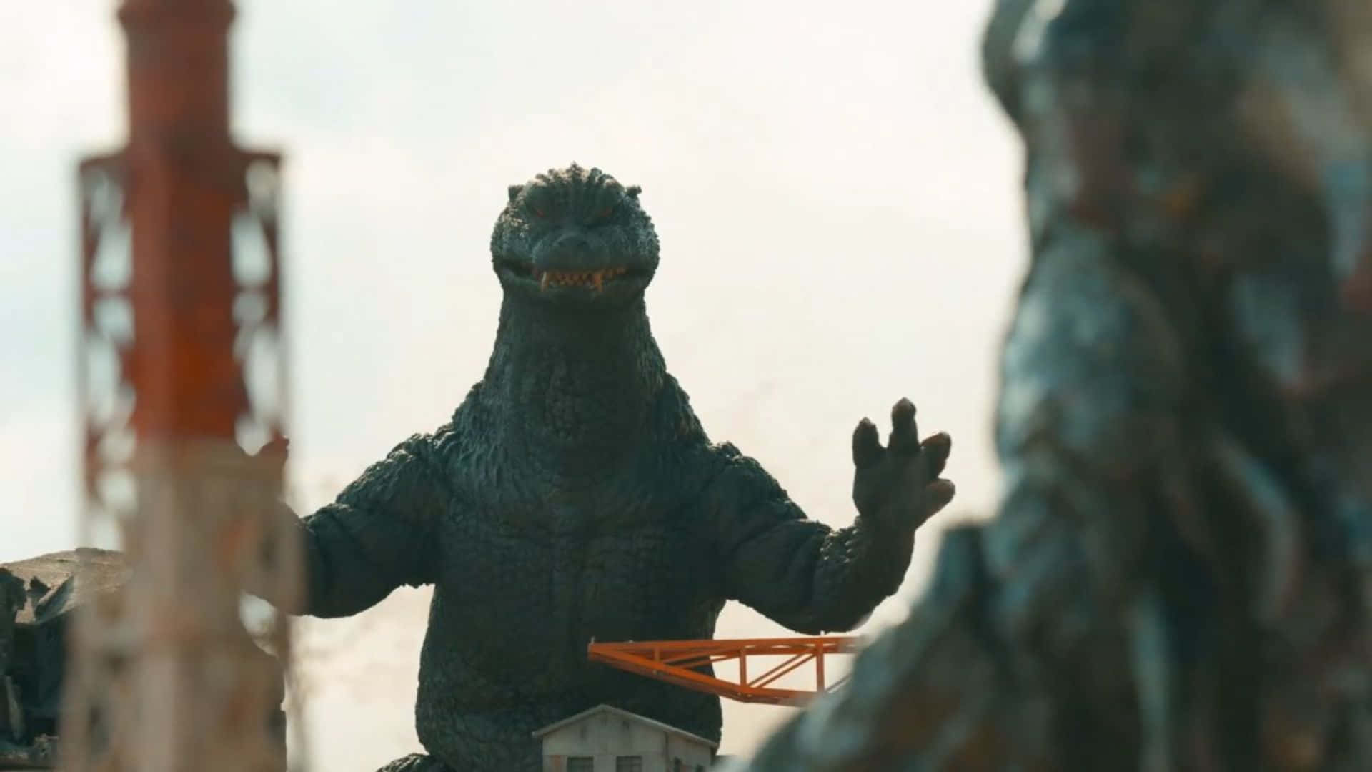 Godzilla, Hedorah, destroyed city buildings, Full HD Desktop Wallpaper