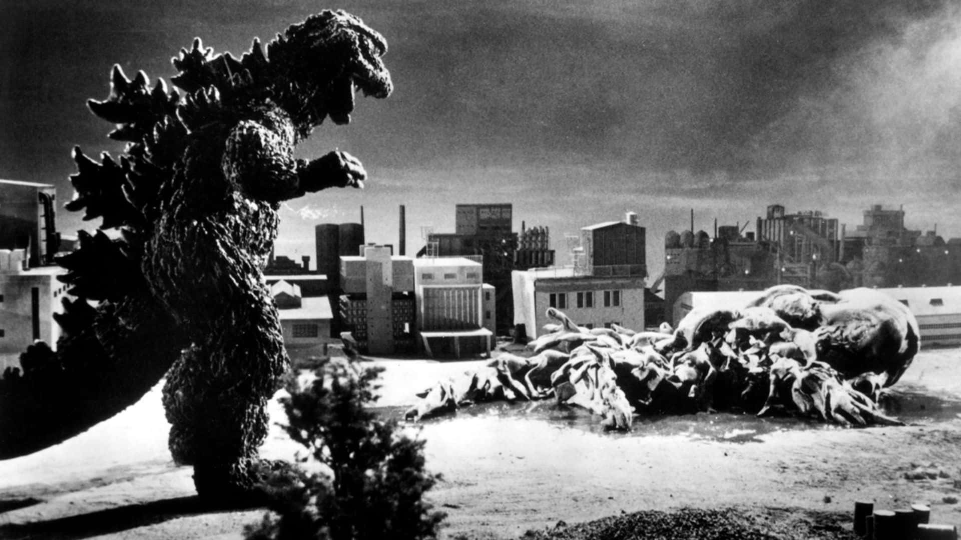 Godzilla, Hedorah, monochrome, Full HD Desktop Wallpaper