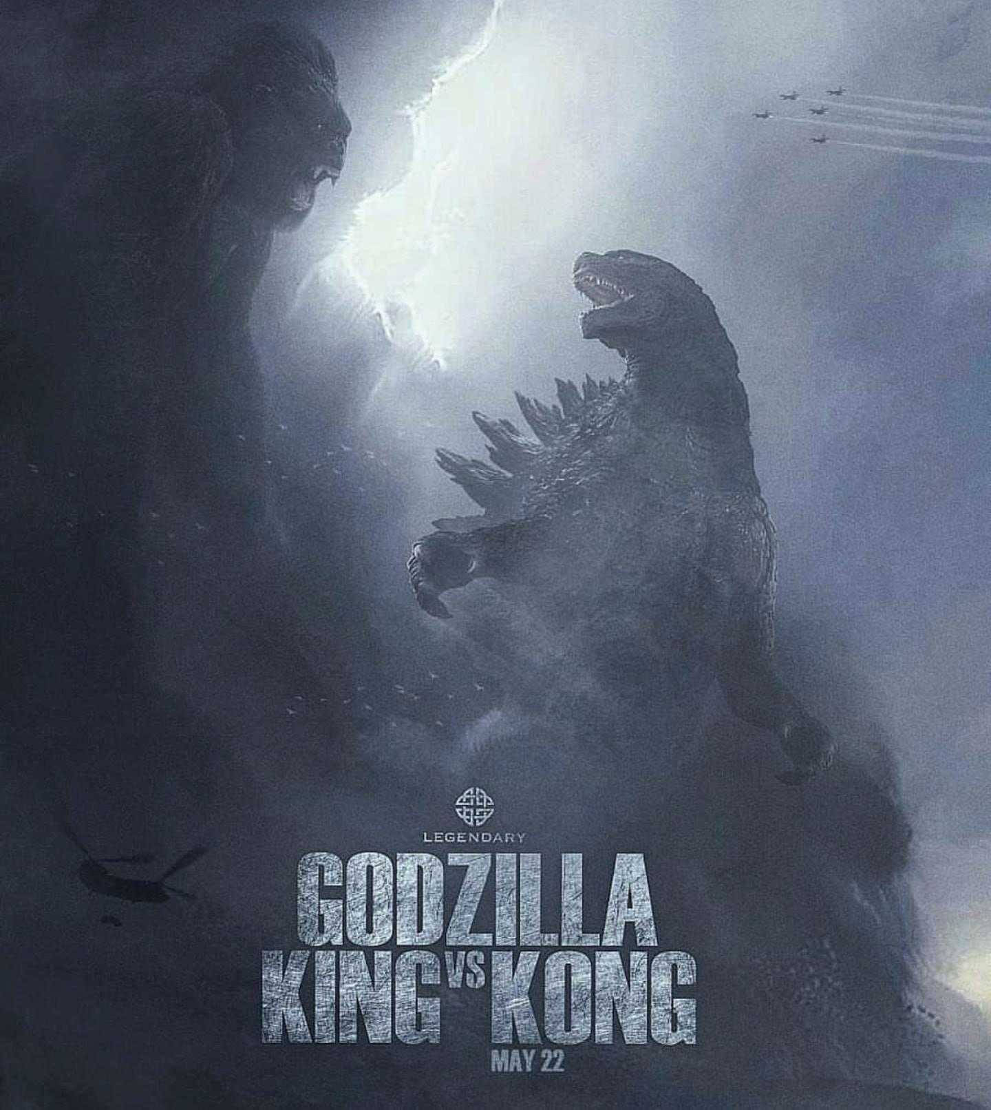 Godzilla, Kong, stormy sky, HD Phone Wallpaper