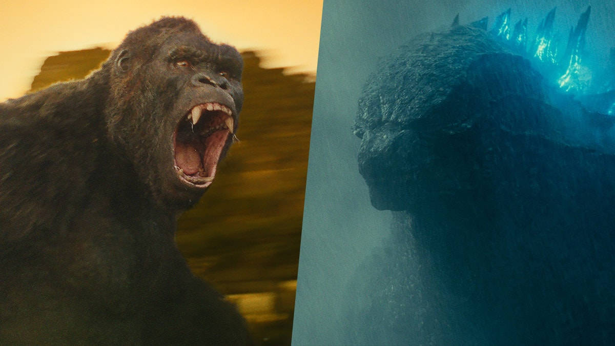 Godzilla, Kong, golden light, SD Desktop Wallpaper