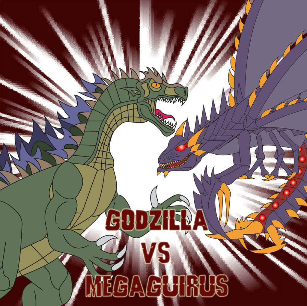 Godzilla, Megaguirus, anime battle scene, SD Desktop Wallpaper