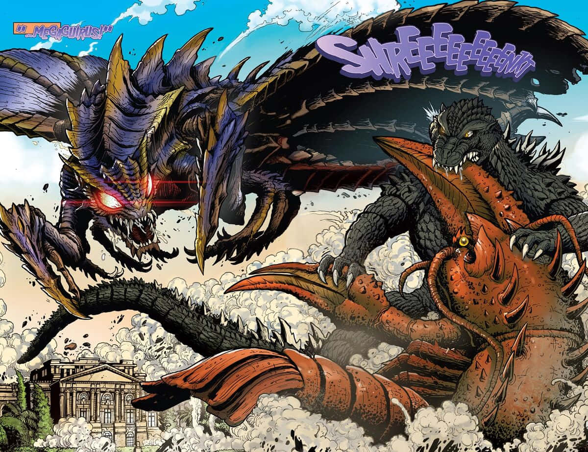 Godzilla, Megaguirus, cityscape, SD Desktop Wallpaper