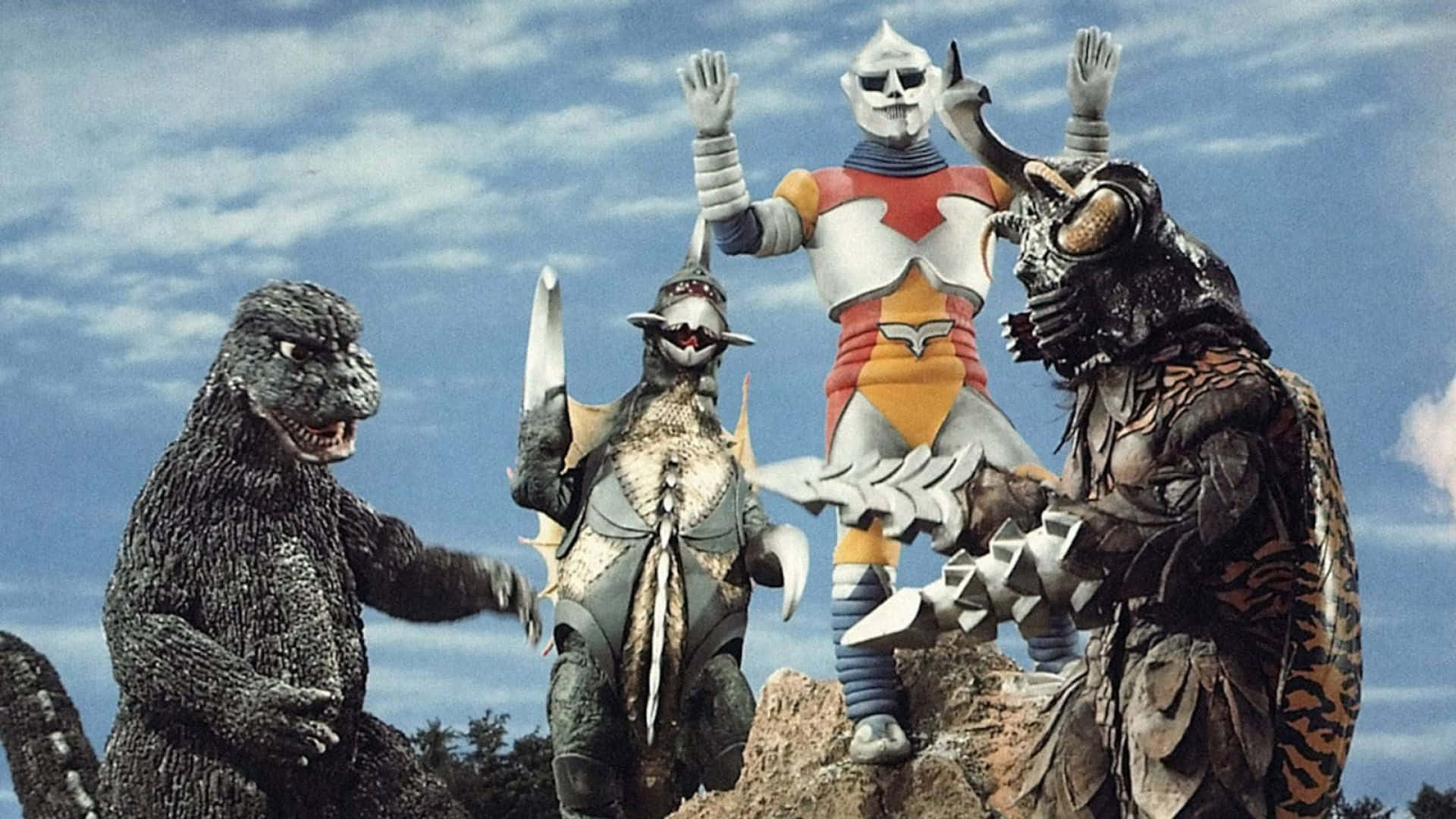 Godzilla, Megalon, rocky terrain, Full HD Desktop Wallpaper