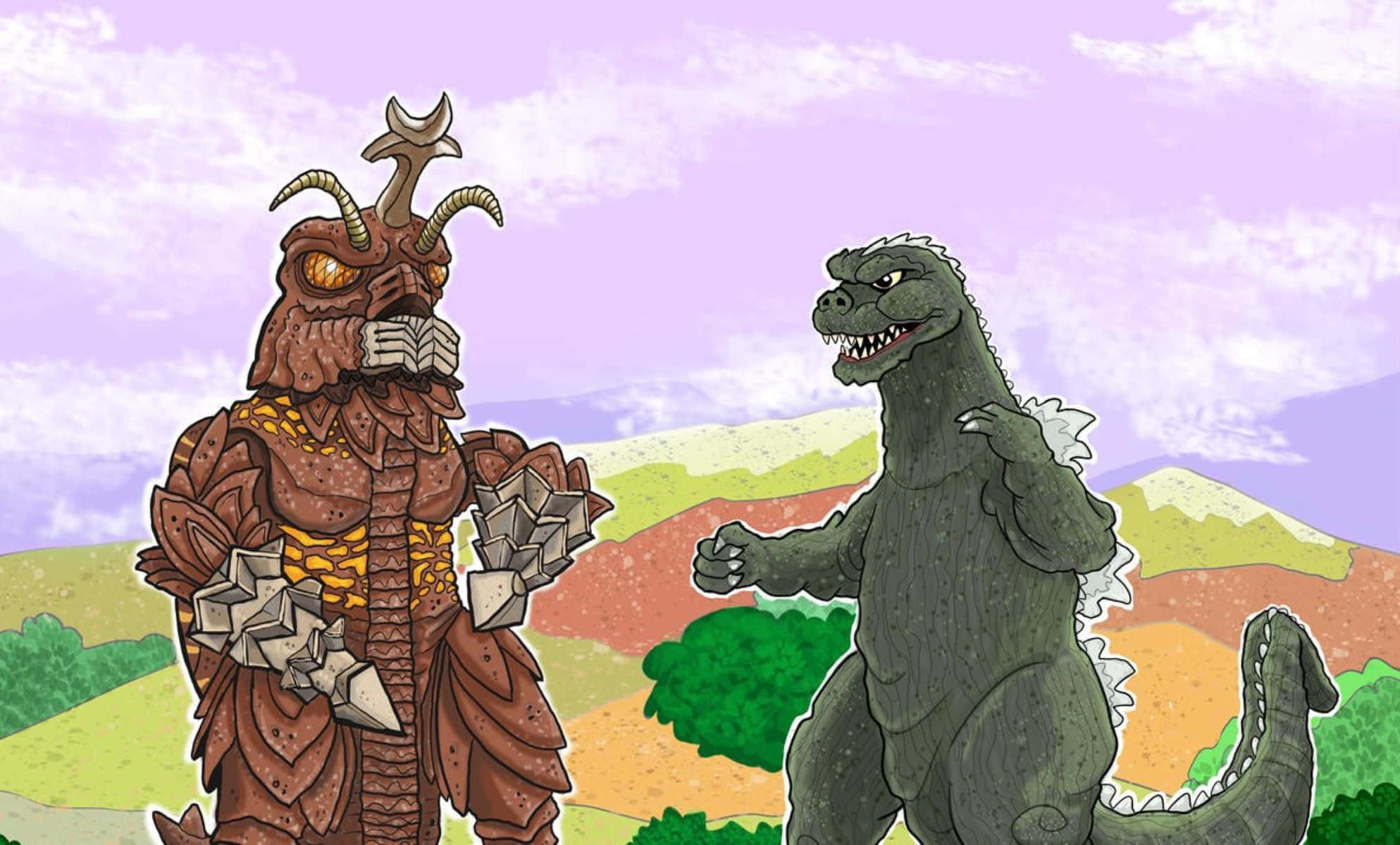 Godzilla, Megalon, brown horned monster, Full HD Desktop Wallpaper
