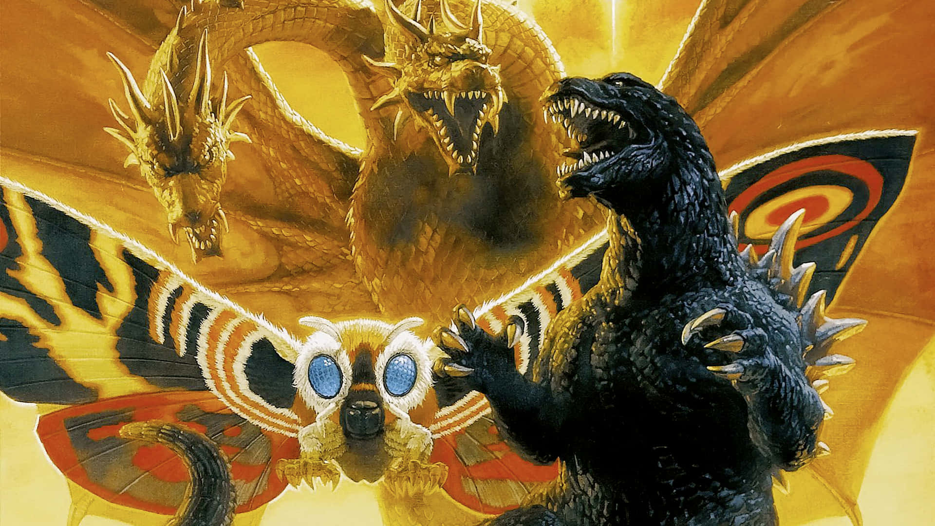 Godzilla, Mothra, dragon wings, Full HD Desktop Wallpaper