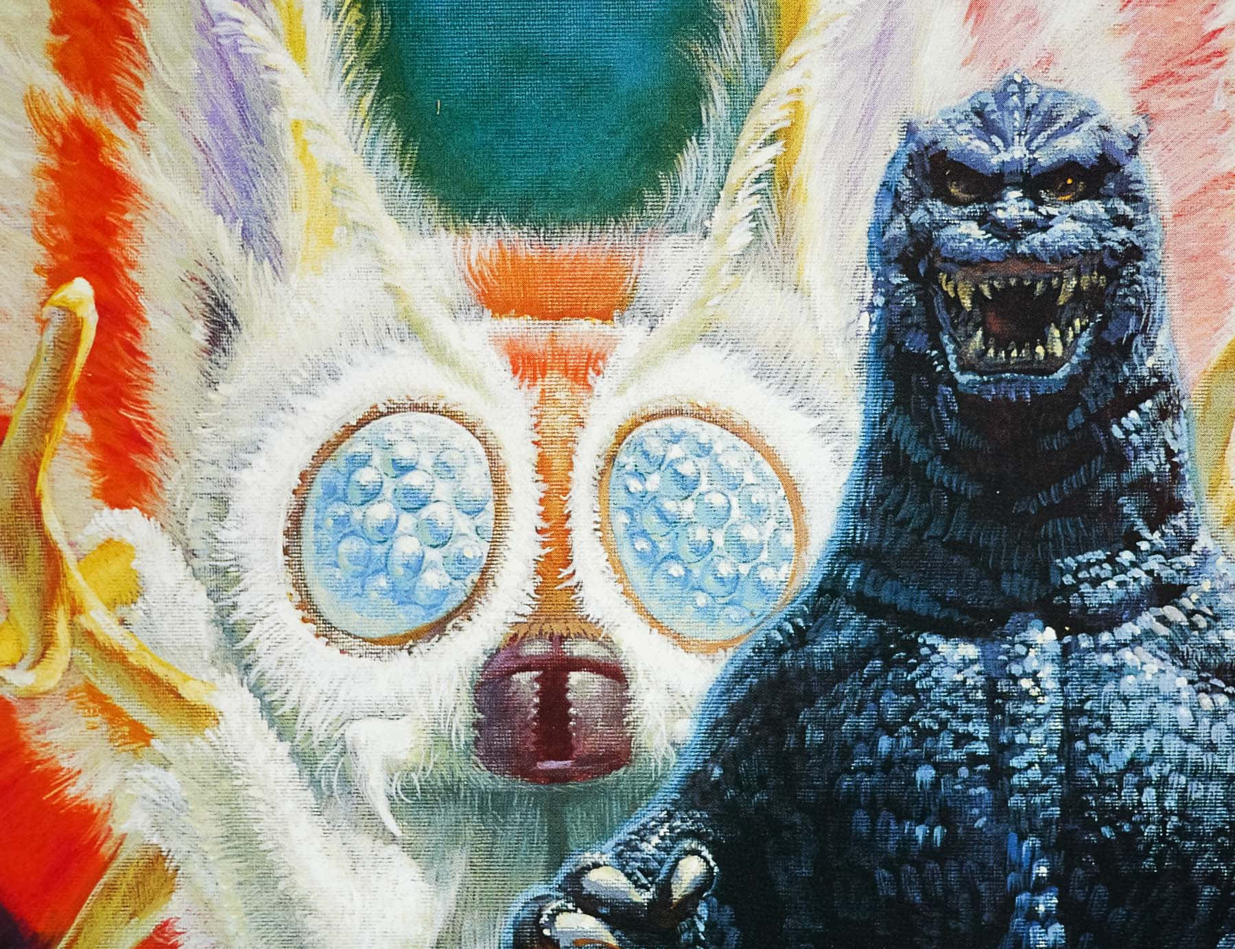 Godzilla, Mothra, fiery orange wings, HD Desktop Wallpaper