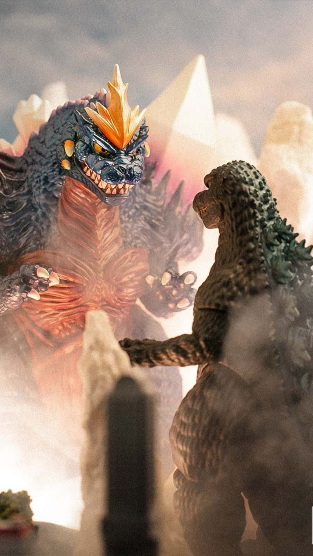 Godzilla, Spacegodzilla, smoky battlefield, Full HD Phone Wallpaper