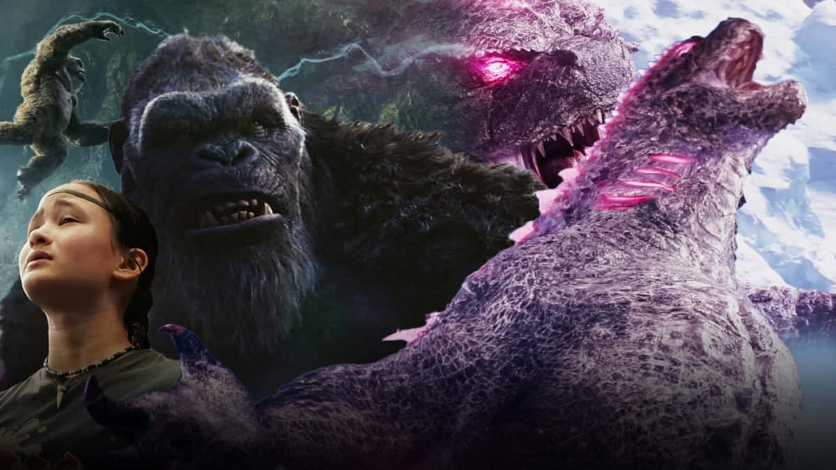 Godzilla, Kong, stormy, SD Desktop Wallpaper