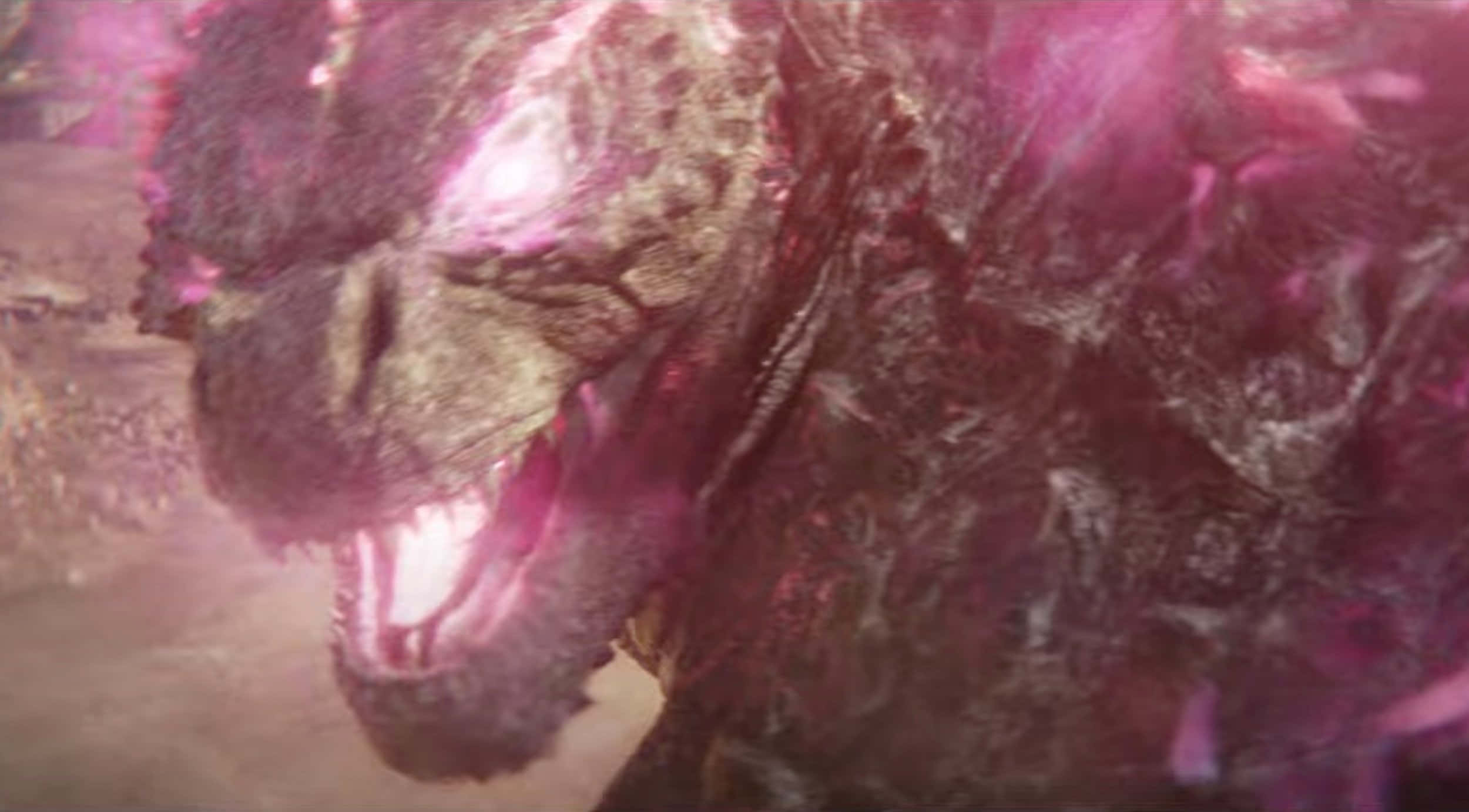 Godzilla, glowing pink energy, fiery burst, Full HD Desktop Wallpaper