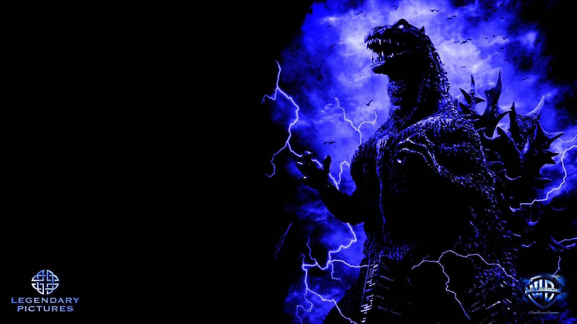 Godzilla, lightning, stormy blue sky, Full HD Desktop Wallpaper
