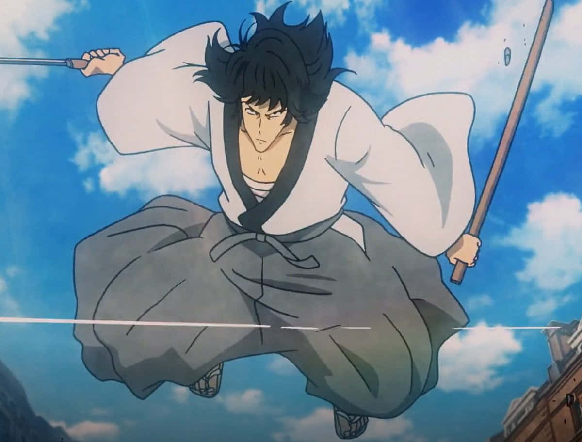 Goemon Ishikawa XIII, white and grey robes, two swords, SD Desktop Wallpaper