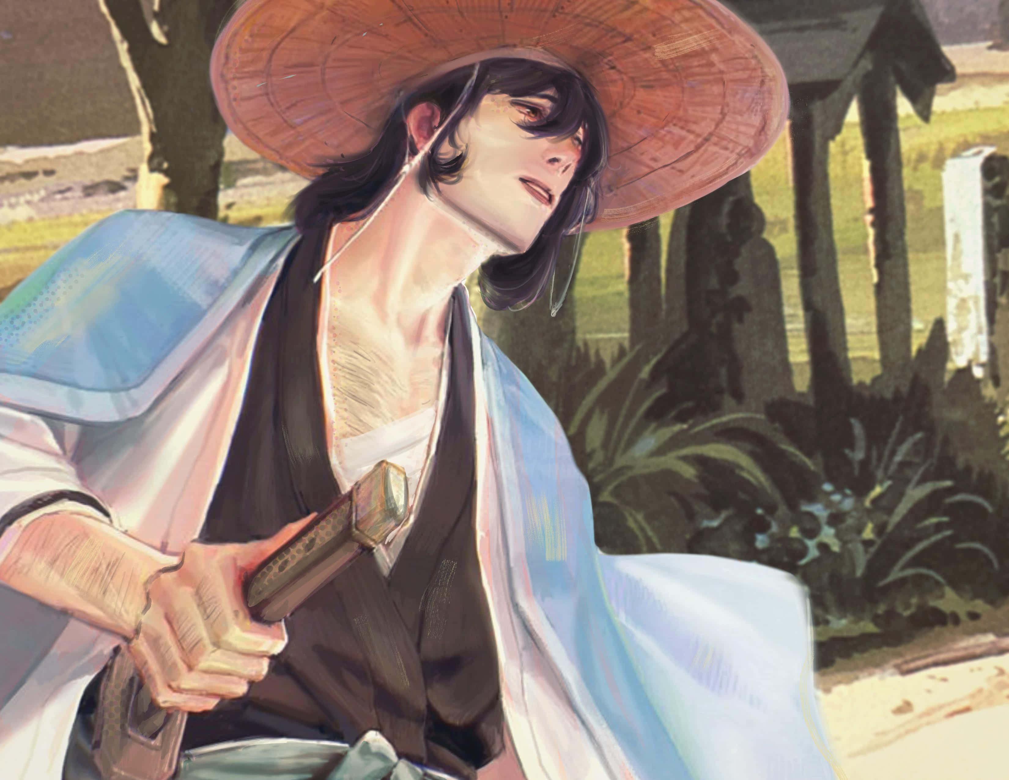 Goemon Ishikawa XIII, katana, straw hat, 2K Desktop Wallpaper