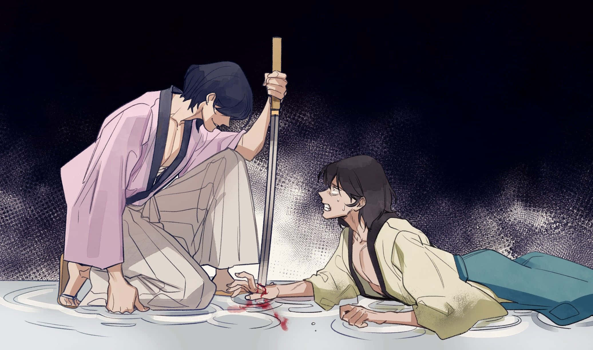 Goemon Ishikawa XIII, signature weapon, kneeling swordsman, Full HD Desktop Wallpaper