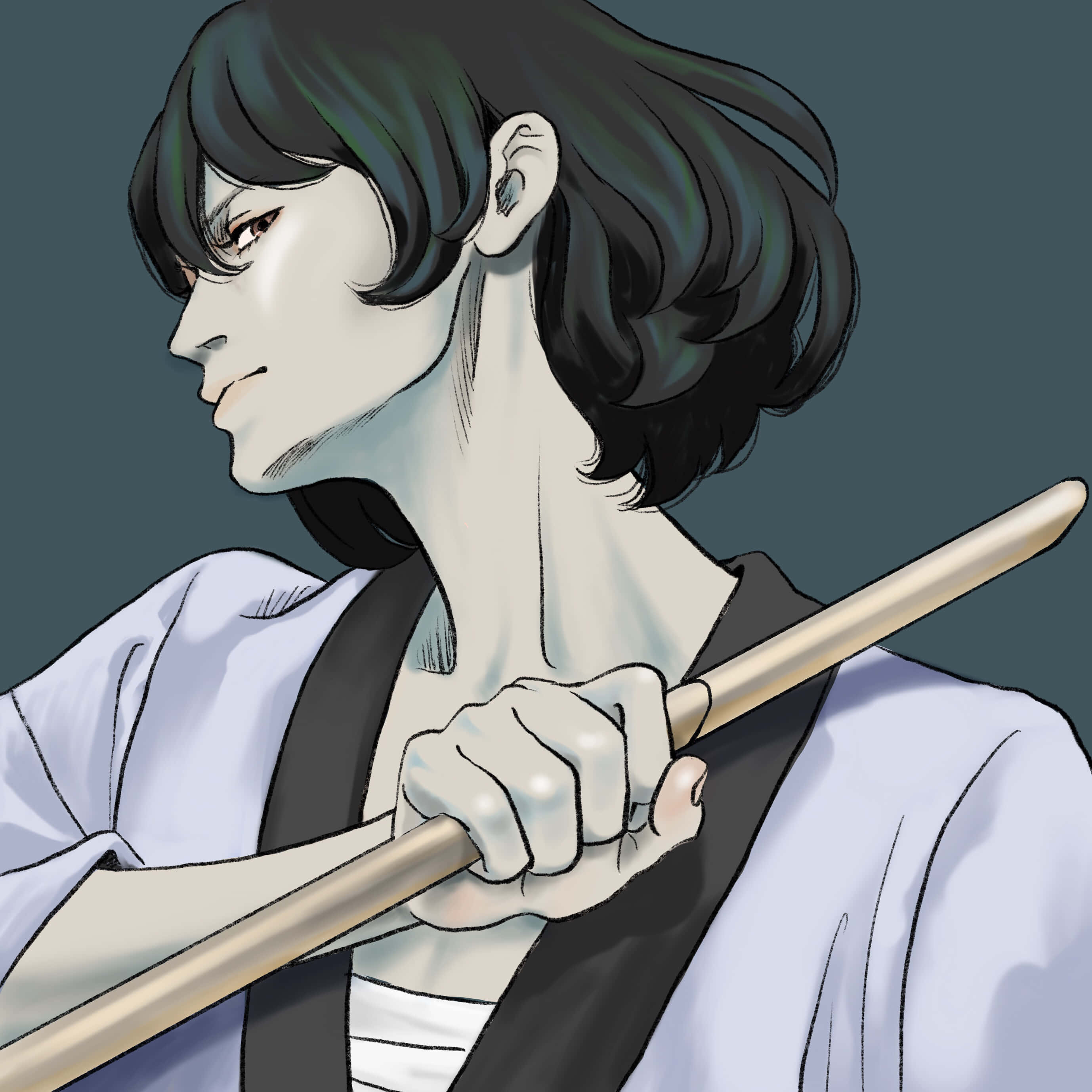 Goemon Ishikawa XIII, dark hair, red eyes, 2K Desktop Wallpaper
