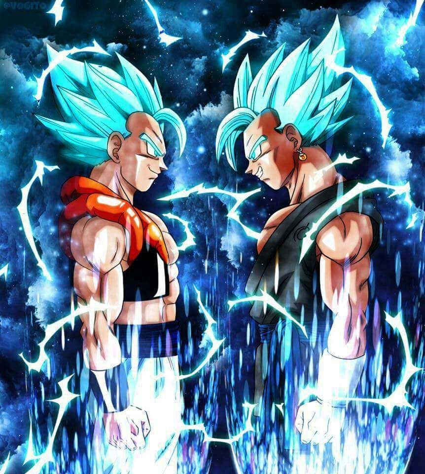 Gogeta, Vegito, spiky blue hair, SD Phone Wallpaper