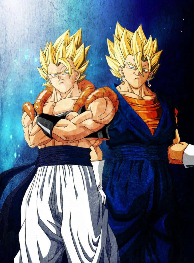Gogeta, Vegito, spiky golden hair, SD Phone Wallpaper