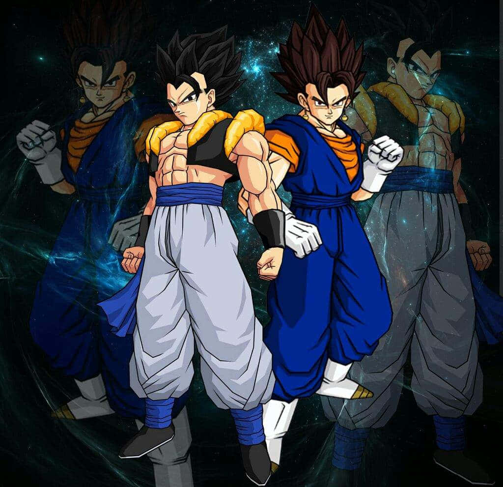 Gogeta, Vegito, blue and orange gi, SD Desktop Wallpaper