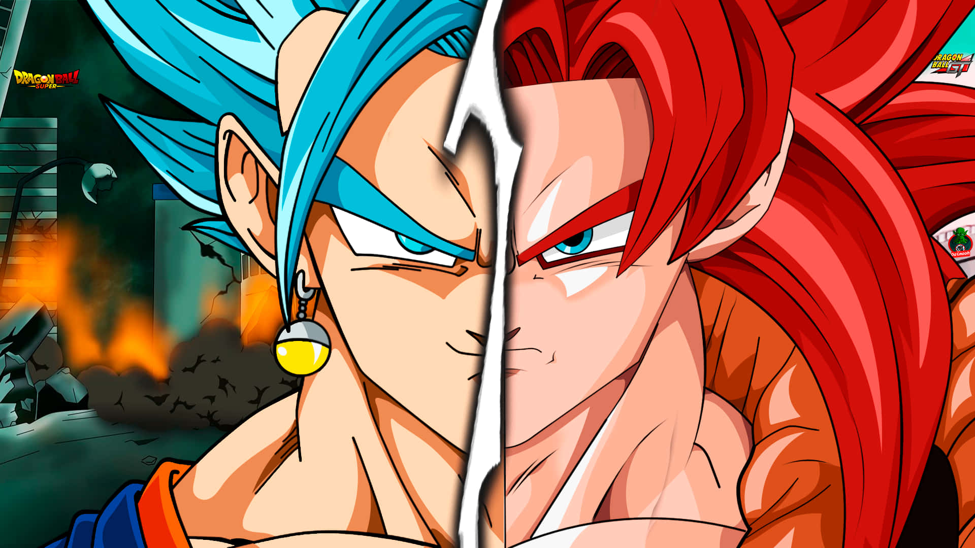 Gogeta, Vegito, blue hair, Full HD Desktop Wallpaper