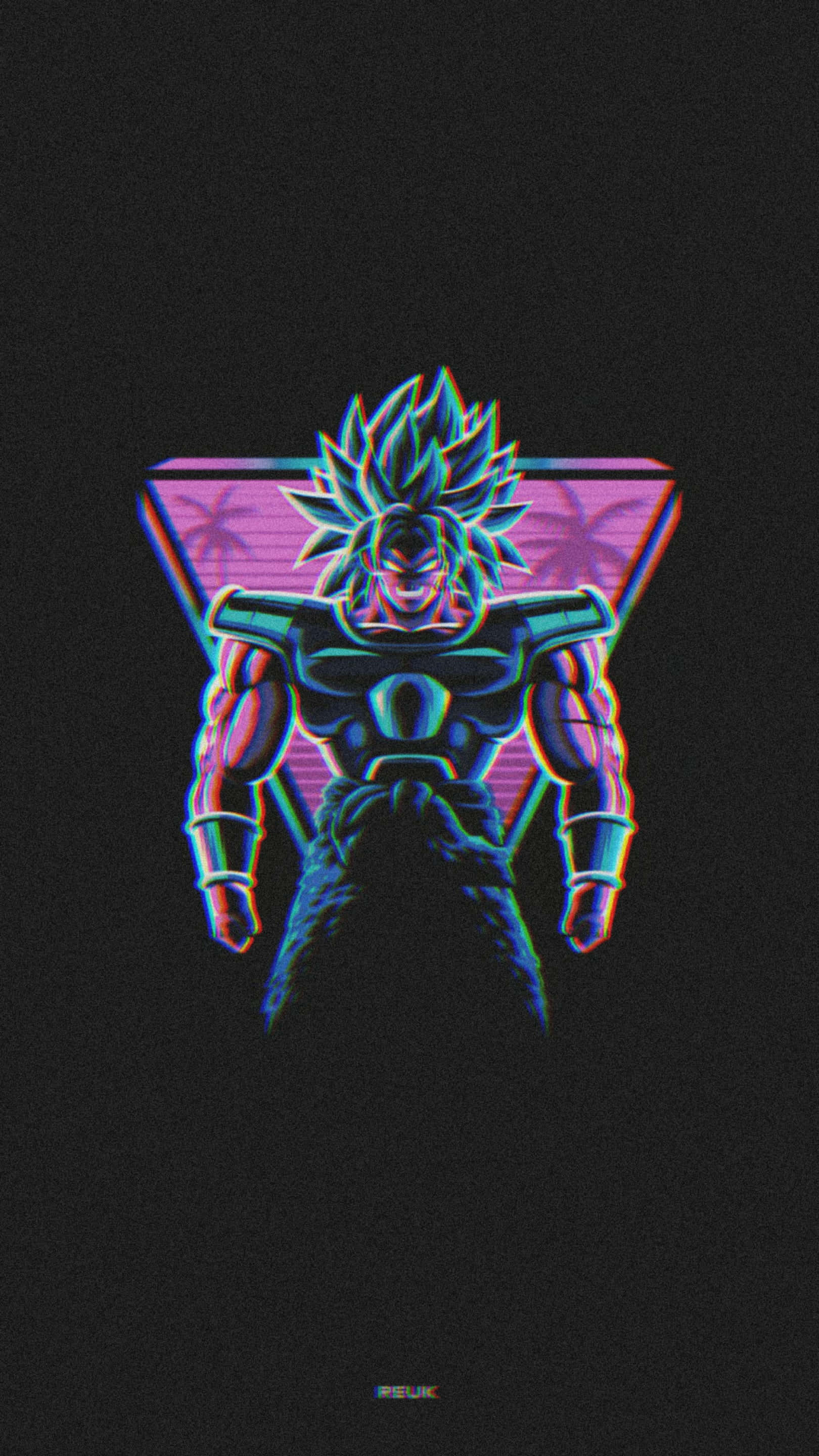Gogeta And Vegito, neon triangle, dark background, 2K Phone Wallpaper