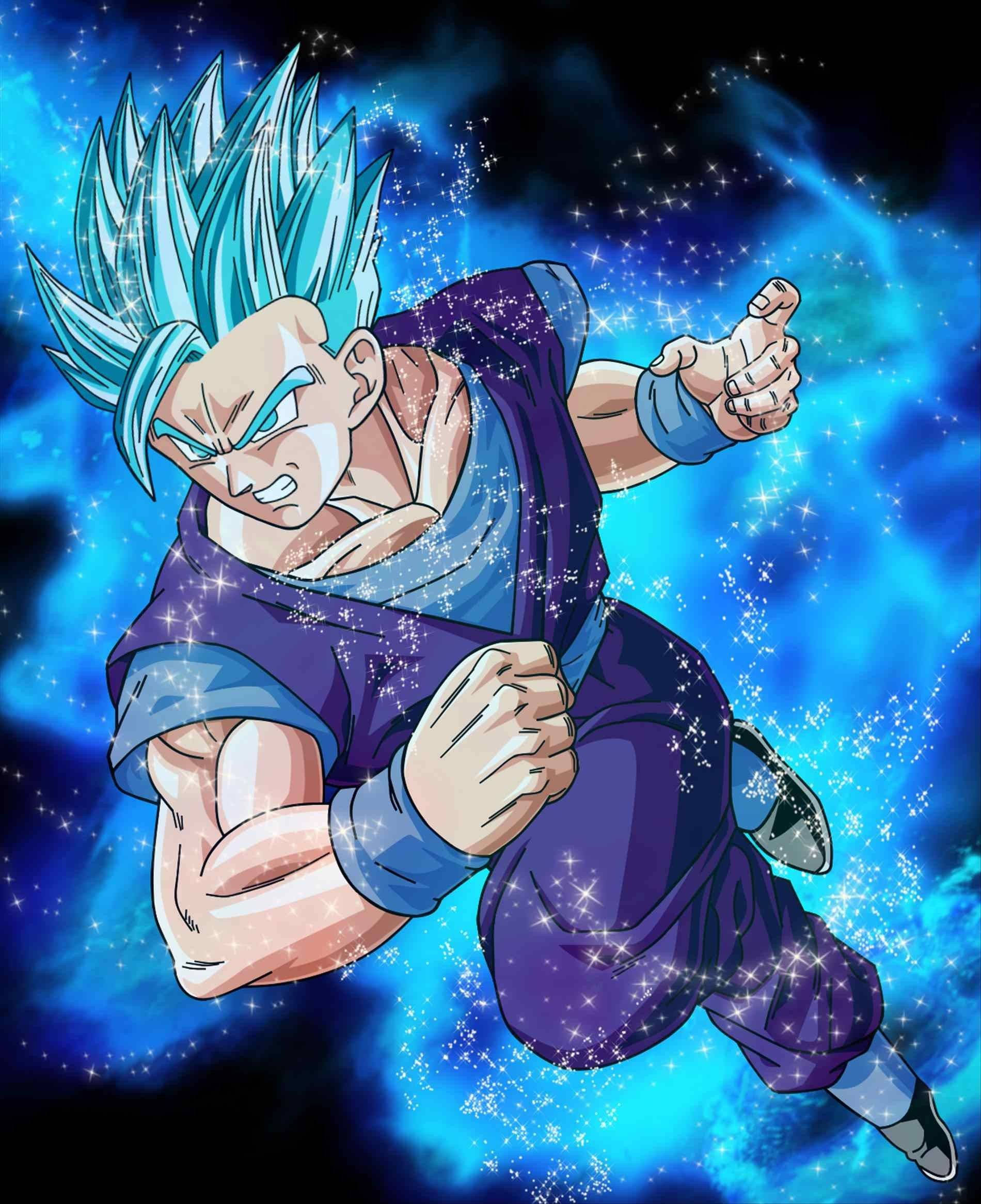 Gogeta, blue hair, purple gi, Full HD Phone Wallpaper