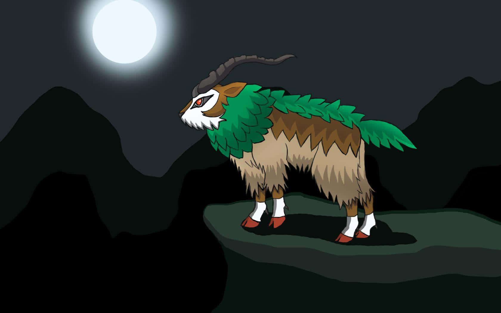 Gogoat, full moon, cliff, HD Desktop Wallpaper