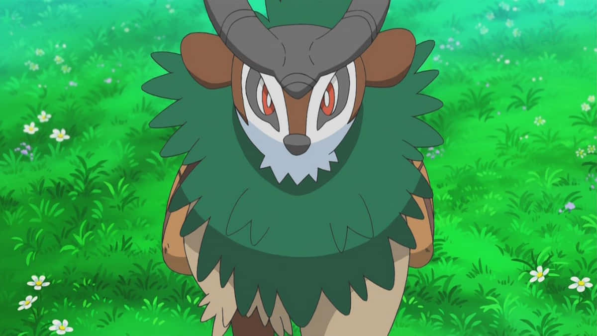 Gogoat, gray horns, green leafy mane, SD Desktop Wallpaper