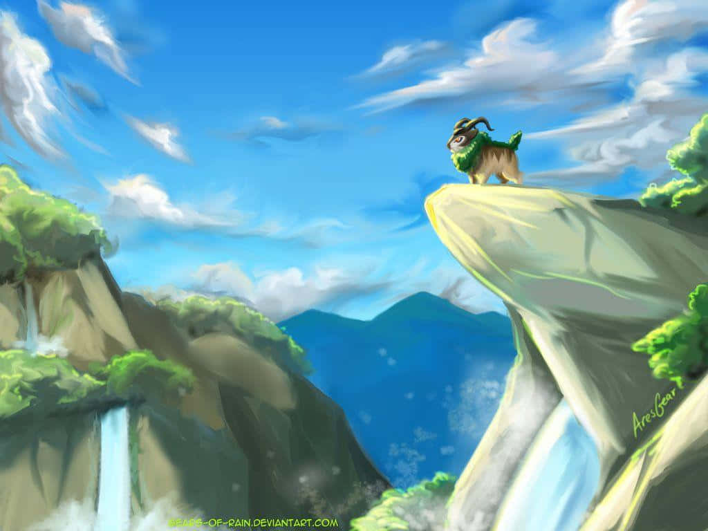 Gogoat, green moss, cliff, SD Desktop Wallpaper