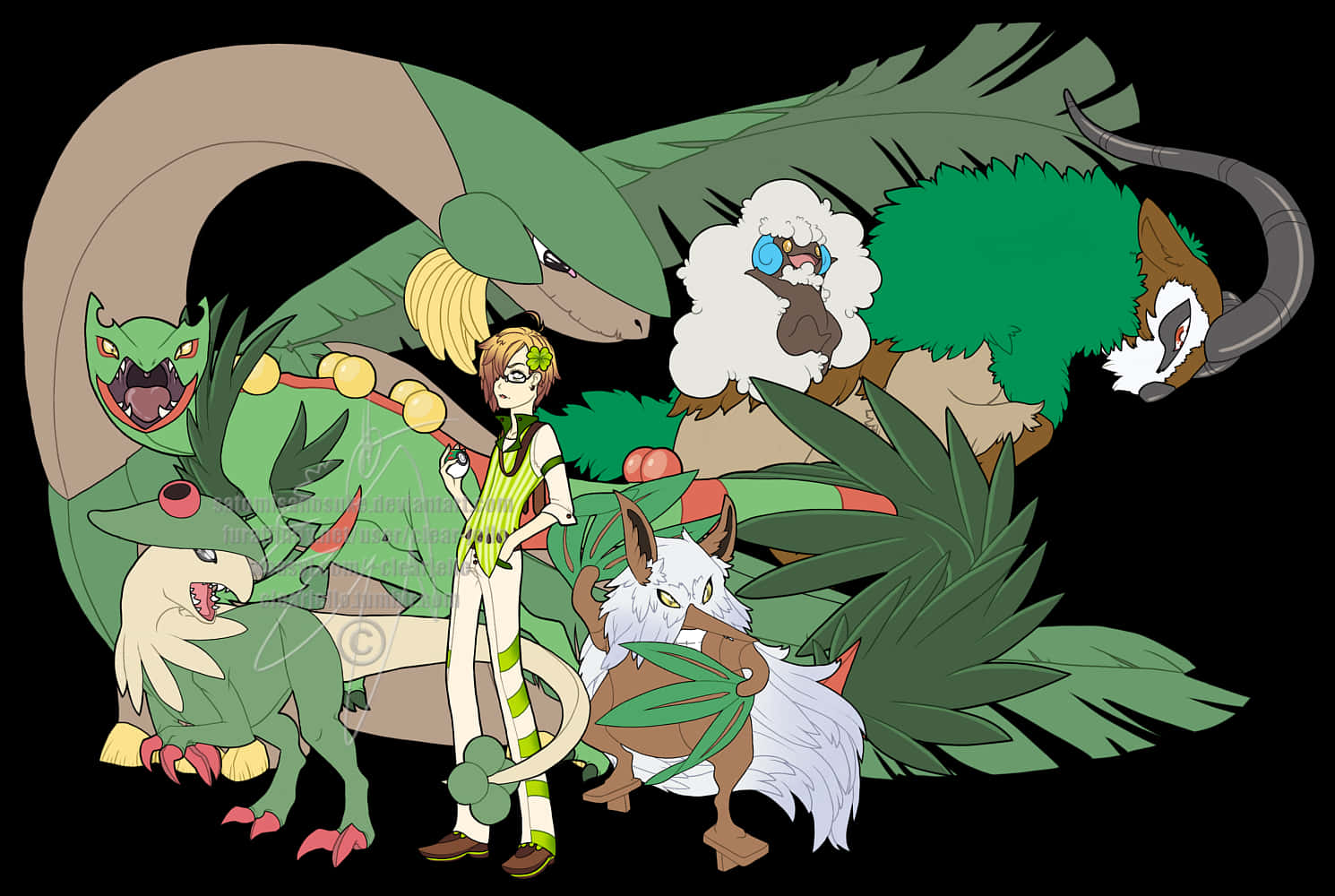 Gogoat, grassland, anime-style illustration, HD Desktop Wallpaper