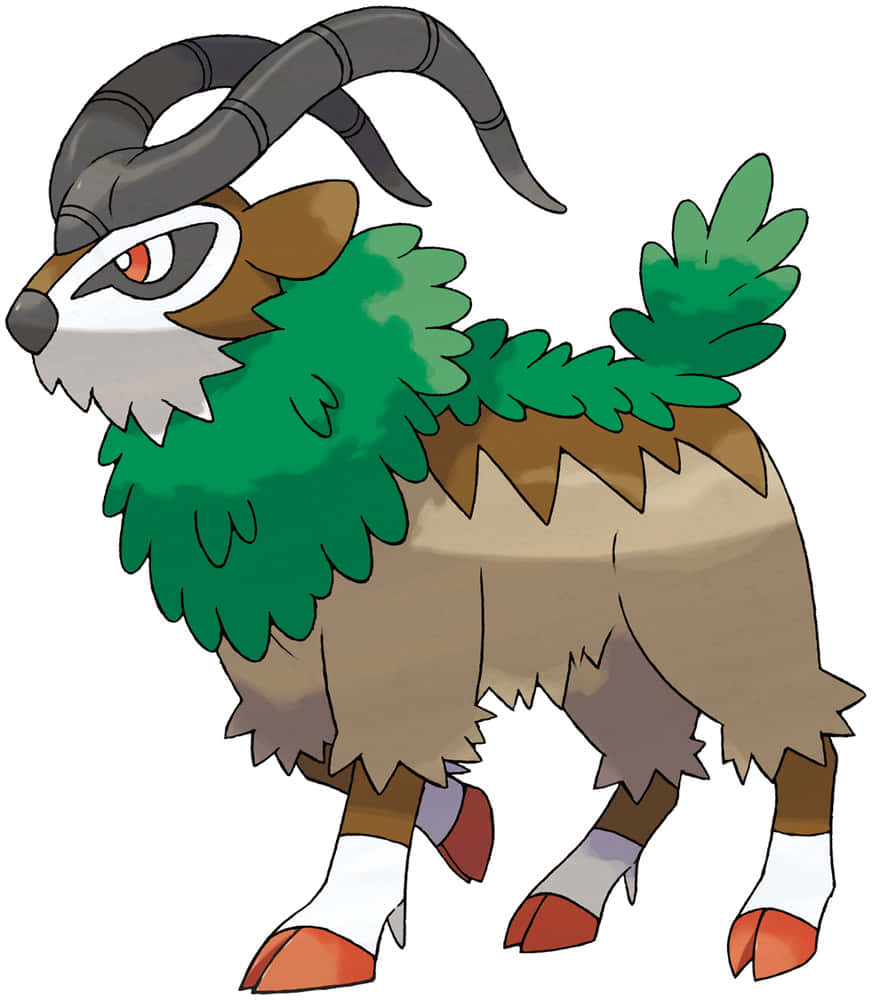 Gogoat, anime, green leafy mane, SD Phone Wallpaper