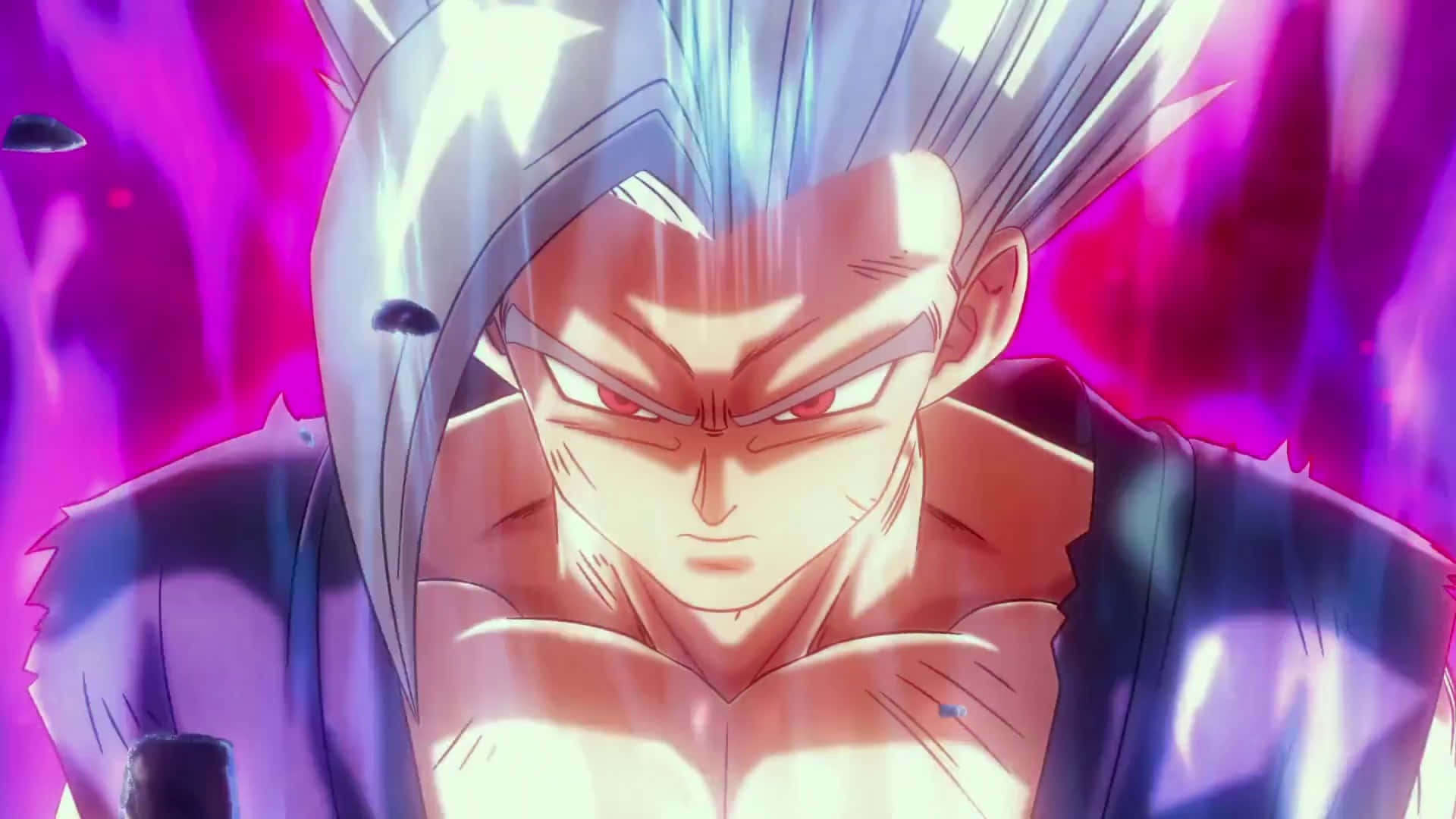 Gohan Beast, spiky silver hair, glowing red eyes, Full HD Desktop Wallpaper