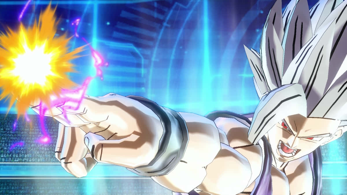 Gohan Beast, spiky white hair, glowing yellow and purple energy blast, SD Desktop Wallpaper