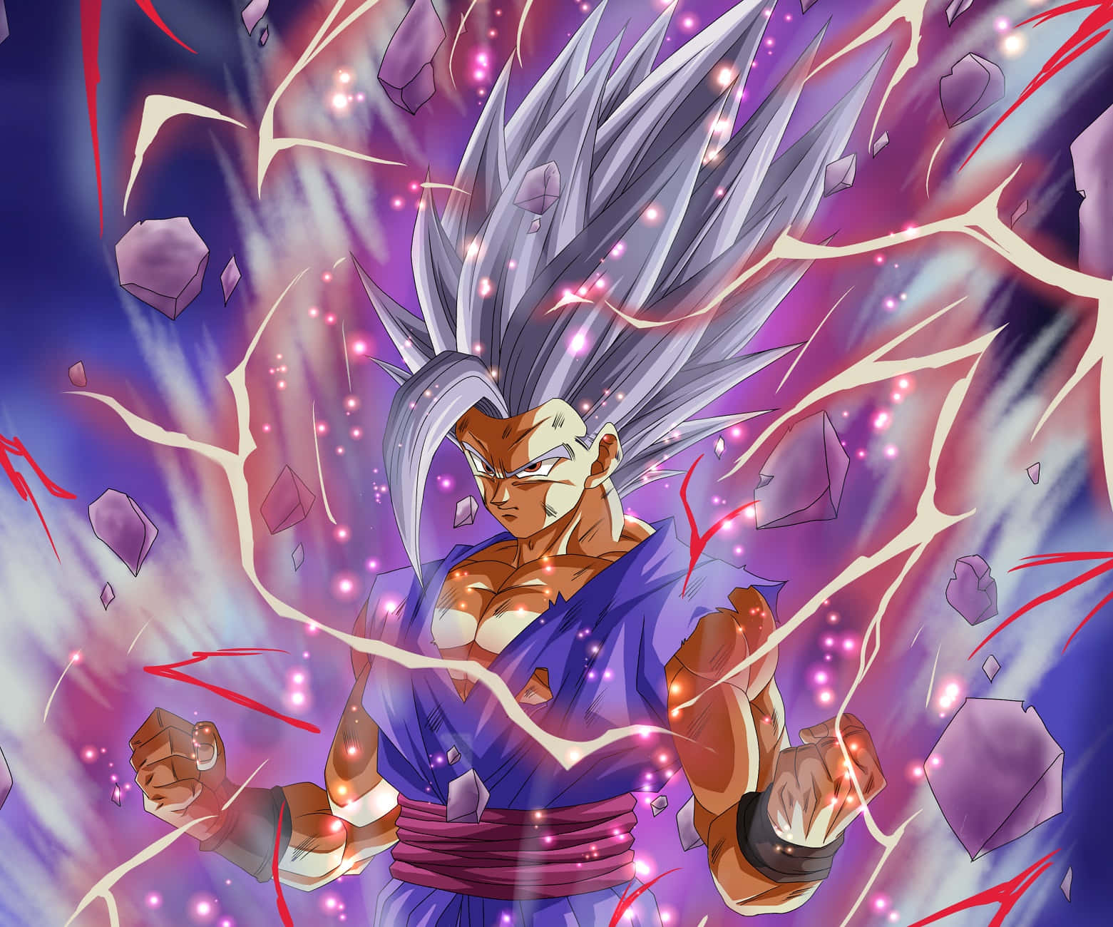 Beast Gohan, silver hair, purple gi, HD Desktop Wallpaper