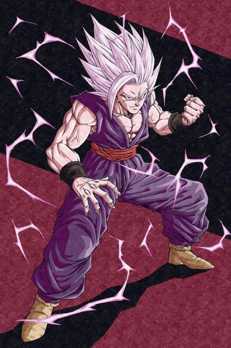 Beast Gohan, spiky white hair, purple gi, SD Phone Wallpaper