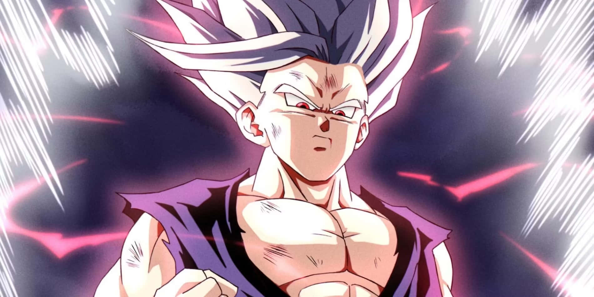 Gohan Beast, spiky white and purple hair, dark background, HD Desktop Wallpaper