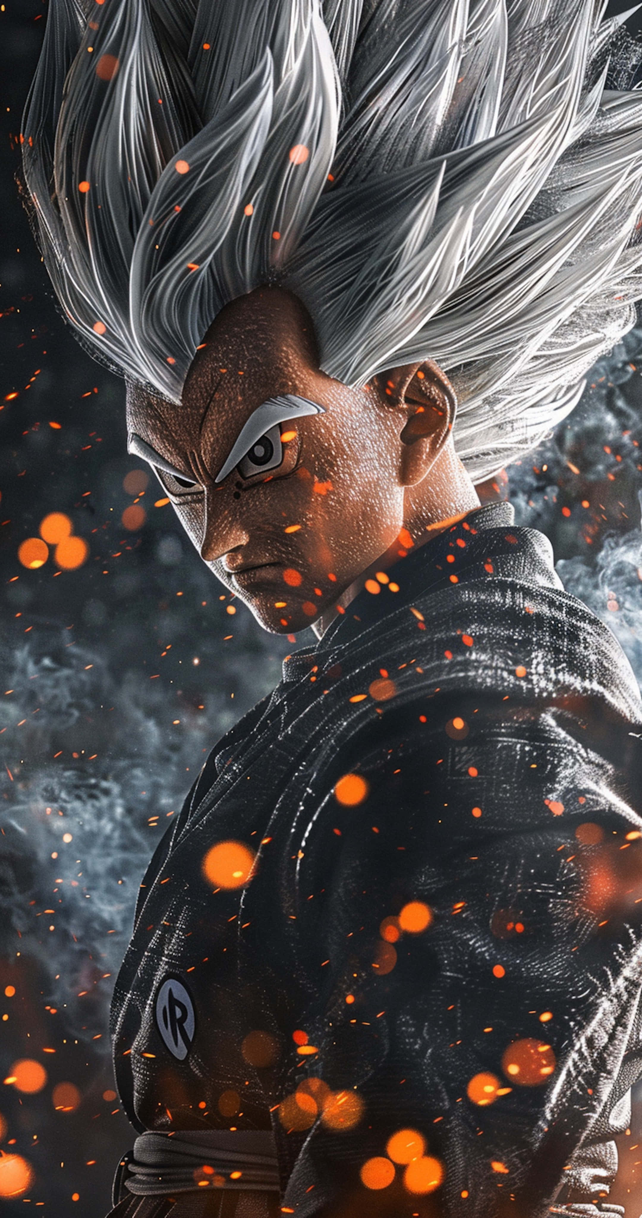 Beast Gohan, silver-haired, black armor, 4K Phone Wallpaper